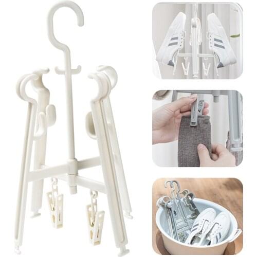 Plastic Shoe Holder Shoe Drying Rack with 2 Sock Pegs Home Shoes Hanger Organizer Outdoor Balcony Hanging Storage Shelf