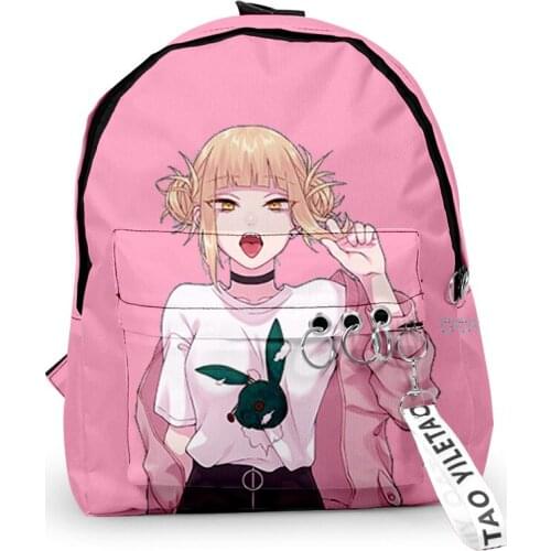 2021 My Hero Academia Toga Himiko Oxford Fabric One Shoulder Keychain Backpack 3D Printed Casual Student School Bag