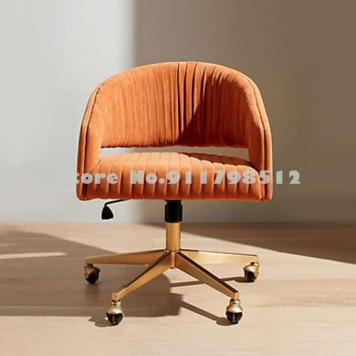 Warm Yan Exquisite Light Luxury Swivel Chair Computer Chair Girls Cute Bedroom Office Chair Makeup Chair Household Flannel Study
