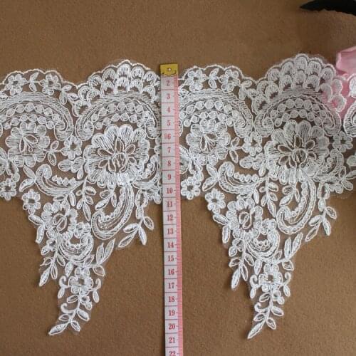 21CM Ivory Embroidered Cord African Lace Guipure Applique Trim Flower Decorate Wedding Dress Veil Accessory