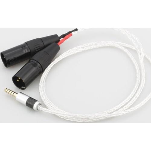 High Quality Audiocrast 8 Cores Silver Plated 4.4mm Balanced Male to Dual 2x 3pin XLR Balanced Male Audio Adapter Cable