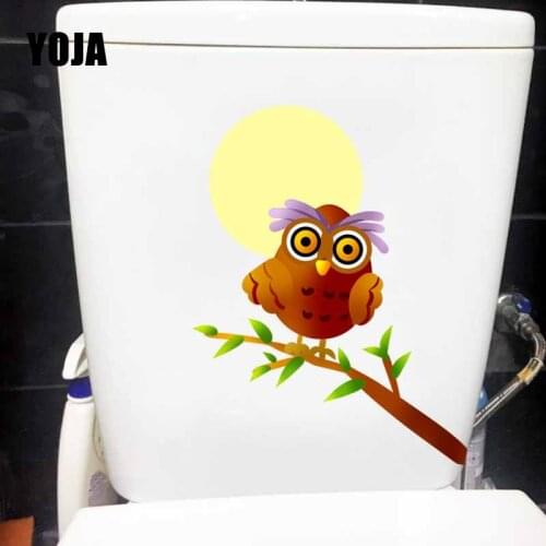 YOJA 20.2X21.4CM Home Decor Wall Stickers Toilet Seat Decal Creative Owl Elements On A Branch T5-0596