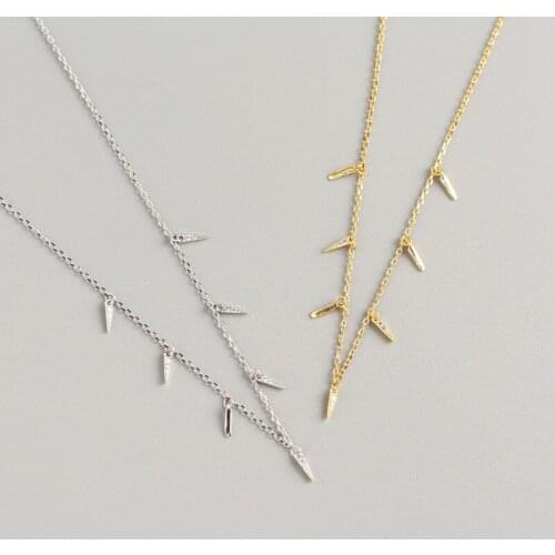 YPAY 100% Genuine 925 Sterling Silver Chain Necklaces for Women INS Geometric Necklace Female Fine Party Jewelry Gifts YMN204