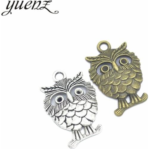 YuenZ 5pcs 2 color Antique silver color Alloy owl charms Pendant Jewelry Findings 33*23mm D149