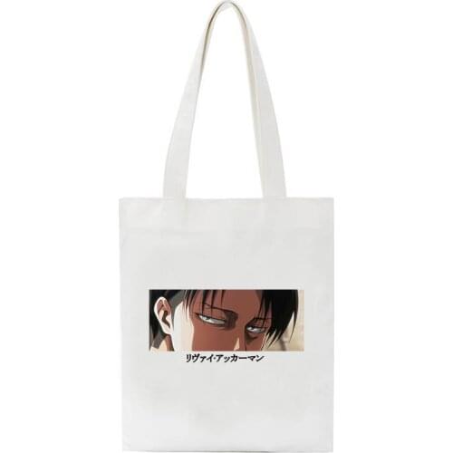 Anime Attack on Titan Funny Shopping Bag Women Canvas Shoulder Bag Female Ulzzang Eco Large-Capacity cotton bolso shopper bag
