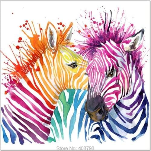 Animal Canvas Wall Art Modern For Living Room Home Decor Abstract Zebra Colorful Painting Printed On Canvas No Frame