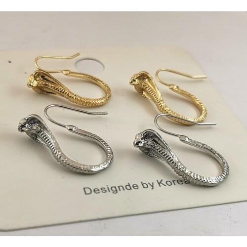 1 pair Punk Vnitage Cobra Snake Earrings For Women Gold And Sliver Color Earring Jewelry Gift