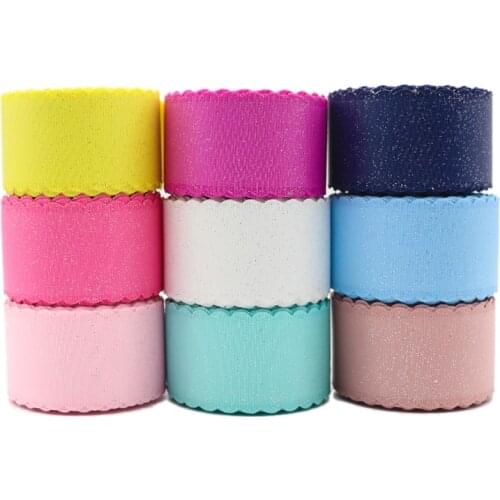10 Yards 1.5'' 38MM Silver Glitter Wave Lace Grosgrain Ribbons For Hair Bows DIY Handmade Materials Y2020121501