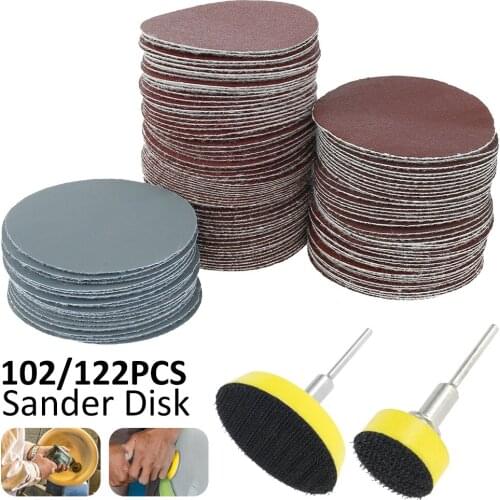 102/122Pcs Sandpaper Set 1/2Inch 25/50mm Sanding Discs Surface Conditioning Disc Quick Change Sanding Disc With Holder And Pole