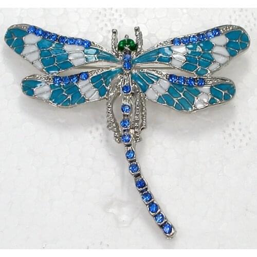 12pcs/lot Wholesale Fashion Brooch Rhinestone Enamel Dragonfly Pin brooches Gift C101180
