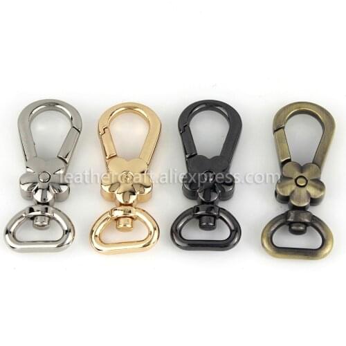 1x Metal Flower Shape Swivel Eye Snap Hook Spring Gate Trigger Clasps Clips for Leather Craft Belt Strap Webbing Keychain Hooks