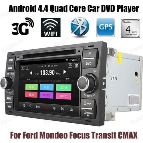 2 din 7 inch Car DVD Player For Ford Mondeo Focus Transit C-MAX GPS BT wifi 3G Quad Core Android 4.4 radio stereo