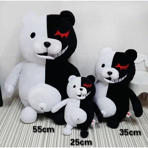 25/35cm Anime Plush Toy Accompany Japan Cartoon Super 2 Monokuma Black & White Bear Soft Stuffed Animal Dolls Christmas Gift