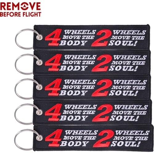 5PCS Cool Keychains for Car Keys keychain Embroidery Motorcycle 2 Wheels Move the Soul Novelty Key Ring Chain for Motorbike Gift