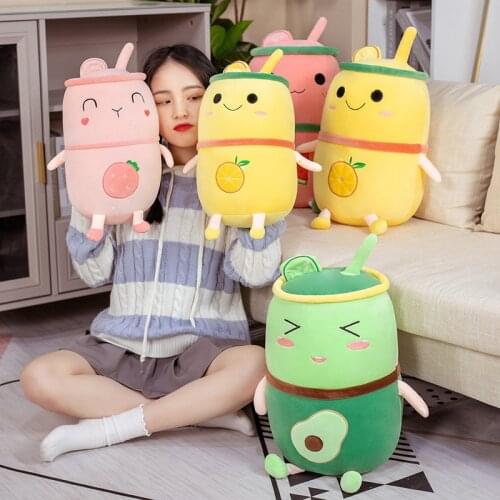 55/65cm Soft plush toys funny Cute Fruit milk tea pillow Creative Gifts For children Birthday