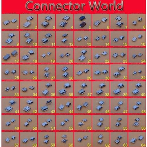 64models 64pcs micro usb jack connector Port 5 pins mini usb connector for Samsung HTC Lenovo ZTE xiaomi mobile phone tablet pc