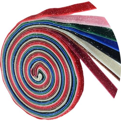 8pcs Glitter Velvet Ribbon Ribbons 0.35" (9MM) 2 Yards Headband Hair Bow Cap DIY Clothing Accessories Wedding Party Decor