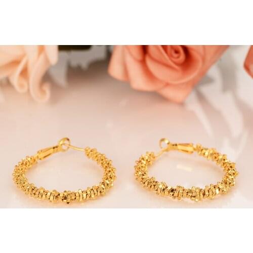 Africa Girls big Round Circles Huggies Hoop Earrings Gold Color Jewellery Aros women jewelry african girls earring best gift