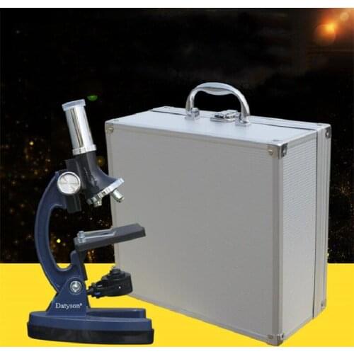 Datyson Children Microscope Set 1200X Small Aluminum Box Edition Science Experiment Teaching Aids Biological Science Educational