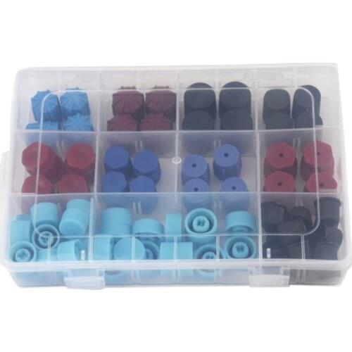 Car Auto R134A 77Pcs AC A/C System Valve Core Dust Caps Set Air Seal