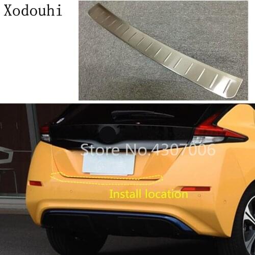 Car External Rear Bumper Outside Protect Trunk Trim Cover Stainless Steel Plate Pedal 1pcs For Nissan Leaf 2017 2018 2019 2020