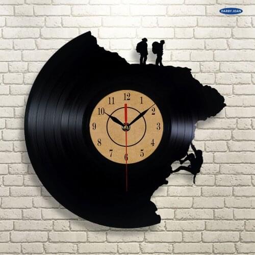 Large Decorative Wall Clocks Vinyl Disc Clock Climbing Shape 3D Acrylic Art Antique Watch Quartz Style Clock Mechanism Needle