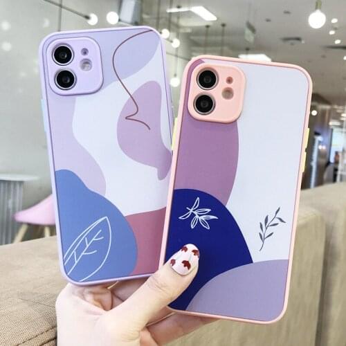 Art Leaf Graffiti Pattern Shockproof Phone Case For iPhone 12 Pro Mini 11 Pro Max X XR XS Max 7 8 Plus SE2020 Hard PC Back Cover