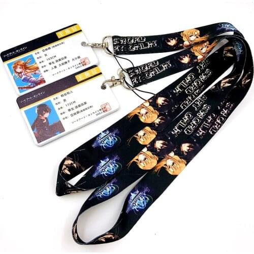 New Kawaii Cute Anime SAO Sword Art Online Kirito Asuna Key Art Badge ID Holder Lanyard for Moble Phone USB iPhone Samsung