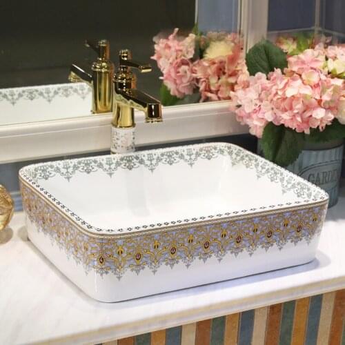 Home-made Washbasin Ceramic Washbasin Bathroom Basin Rectangular ceramic wash Basin bathroom sink