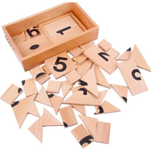 Montessori Number Puzzle Kids Toy Beech Number Score Cut Wooden Block Math Learning Fine Motor Training For Preschool Children