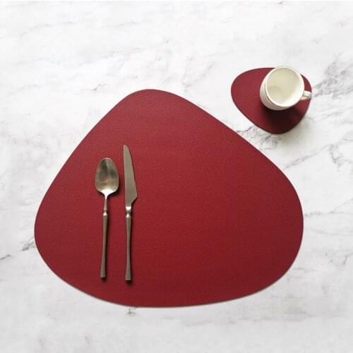 Tableware Pad Oil Water Resistant Heat Insulation Non-Slip Tablemat Coaster Set for Kitchen Washable Cup Pads Leather Placemat