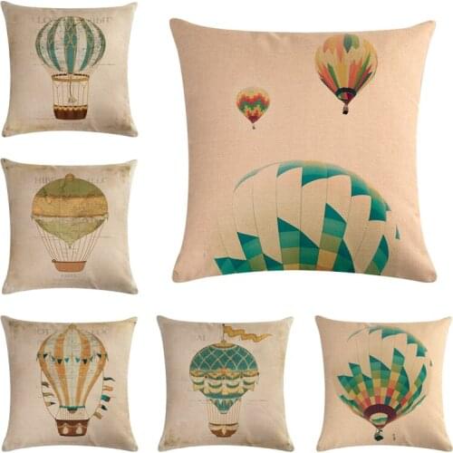 Beautiful hot air balloon Pattern Cotton Linen Throw Pillow Cushion Cover Home Decoration Sofa Bed Decor Decorative Pillowcase