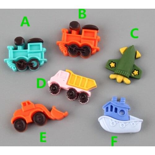Colorful Kawaii Resin Cabochons Flatback Cute Ship Boat Rocket Car Button Patch Stiker 10pcs Patch Embellishments Scrapbooking