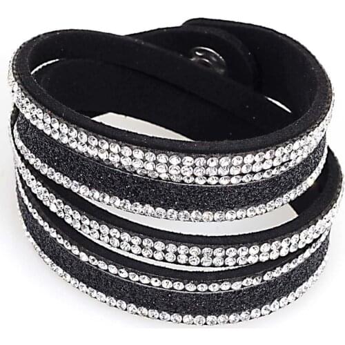 Miasol Crystal And Shimmering Sticker Double Wrap Rhinestone Wrapped bracelets For Party Wedding Jewelry Gift