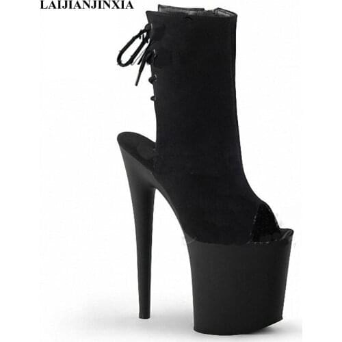 LAIJIANJINXIA New 20CM High Heel Ankle Boots Sexy Princess Banquet Low Boots 8 inches Beautiful Club Pole Dancing Shoes