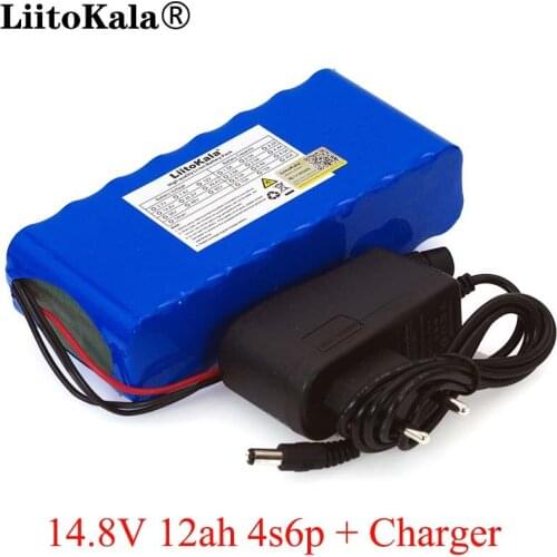 LiitoKala 14.8V 12Ah 4s6p 18650 li-iom battery pack night fishing lamp heater miners amplifier batteries with BMS+16.8V Charger