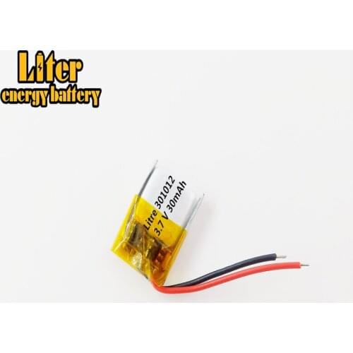 3.7V 30mAh Lithium Polymer Li-ion Rechargeable Battery lipo battery For Mp3 Mp4 PAD DVD DIY bluetooth headephone 301012