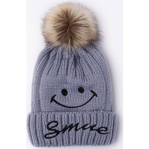Cute womens hat knit beanie winter fleece lined thick warm skullies cap texts pom beanie