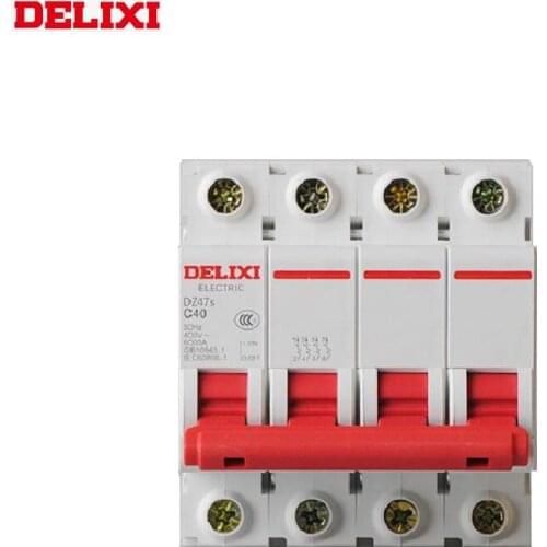 DELIXI Miniature circuit breaker MCB DZ47S 6KA 4P type C 1A 2A 3A 4A 6A 10A 16A 20A 25A 32A 40A 50A 63A