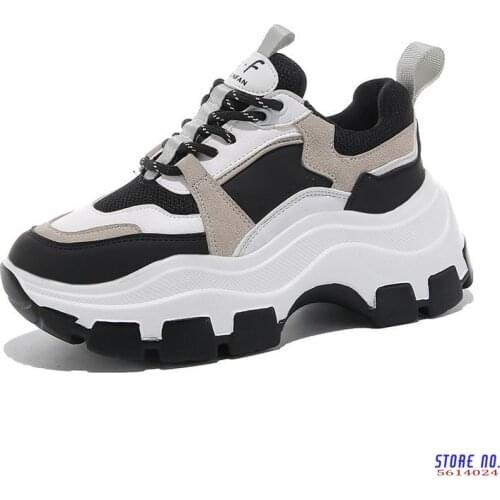 Thick Bottom Chunky Sneakers Women Fahion Comfortable Daddy Shoes Height Increasing Casual Platform Ladies Shoes Flats Sneakers