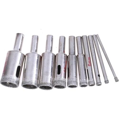 High Quality 10pcs/lot 3mm-18mm Diamond Tool Drill Bit Hole Saw Set for Glass Ceramic