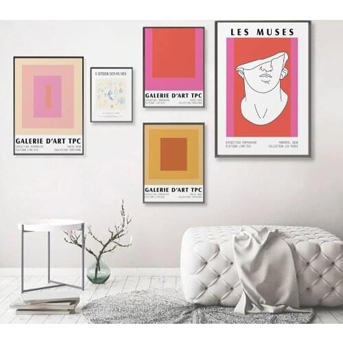 Color Block Pink Style Abstract Art Canvas Painting Living Room Bedroom Cafe Internet Nordic Style Wall Art Pict
