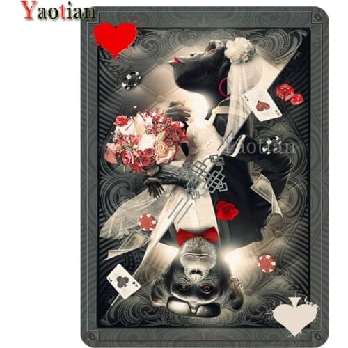 Bride Monkey Funny Animal Diamond painting with square rhinestone Embroidery Mosaic Art Full Square Round Drill 5D Cross Stitch