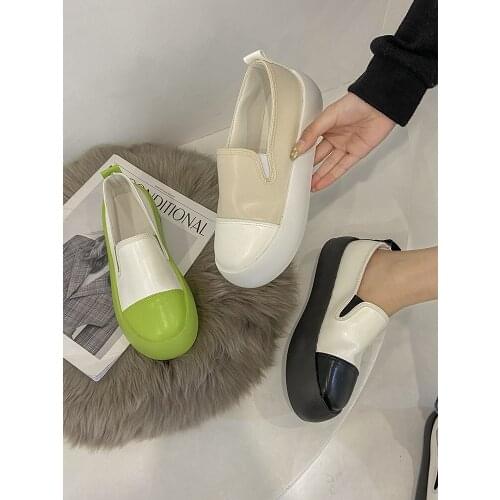 2021 spring and autumn new womens single shoes Korean version of wild loafers platform casual shoes trend