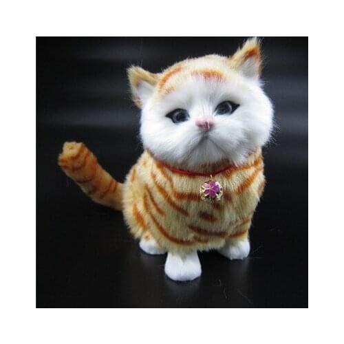 2015 new arridavl one pcs 18x15x8cm simulation cat toy lovely cat doll, make miaow voice ,childrens gift