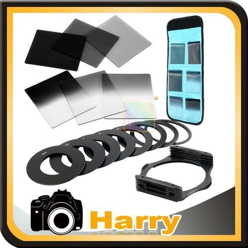 New 6pcs ND2 ND4 ND8 Gradual ND2 4 8 Filter Set + 9pcs Ring Adapter for Cokin P