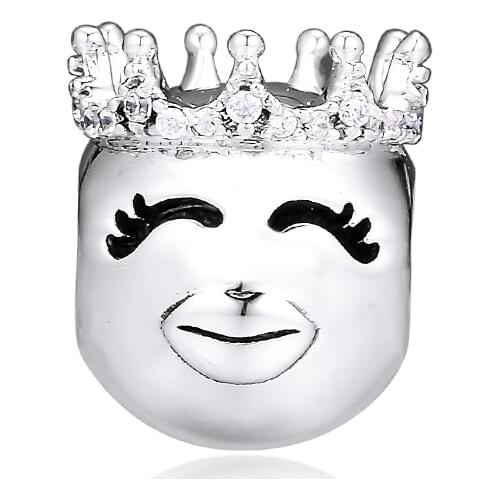 Wholesale 925 Sterling Silver Clear CZ Princess Charm Beads Fit Original Bracelet Argent DIY Jewelry Making Bijoux Femme