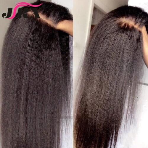 T part Lace Wigs Human Hair Natural Color 180% Density Yaki Straight Brazilian Remy Hair For Black Women With Baby Hair