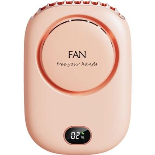 Hanging Neck Fan Personal Necklace Air Cooler Rechargeable Mini USB Fan No Curly Hair Power Display for Home Office