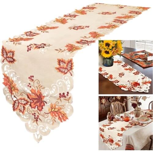 Christmas decoration table runner embroidery maple leaf table runner home decoration tablecloth table decoration table runners